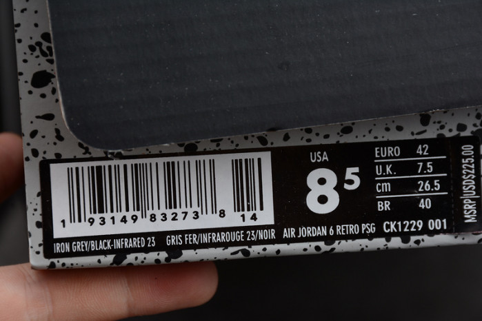 air jordan 6 psg iron grey infrared ck1229-001