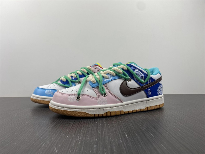 nike dunk low se '''' free.99'''' cashew flower pink blue purple green ct2496-100