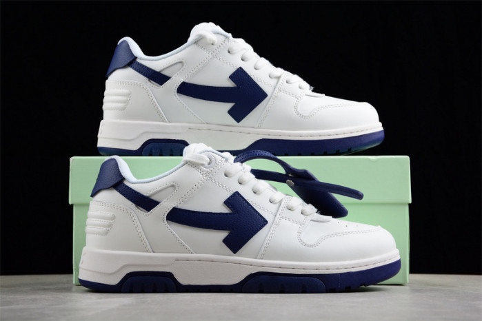 OFW Out Of Office OOO Low Tops White White Navy Blue OMIA189F22LEA0010146