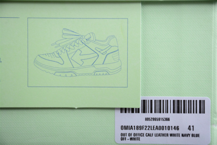 OFW Out Of Office OOO Low Tops White White Navy Blue OMIA189F22LEA0010146