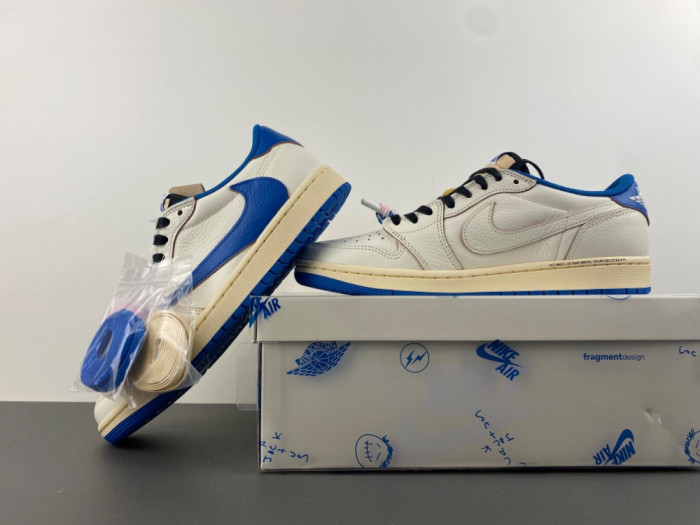Air Jordan 1 Retro Low OG SP Fragment x Travis Scott Sail Military Blue DM7866-104