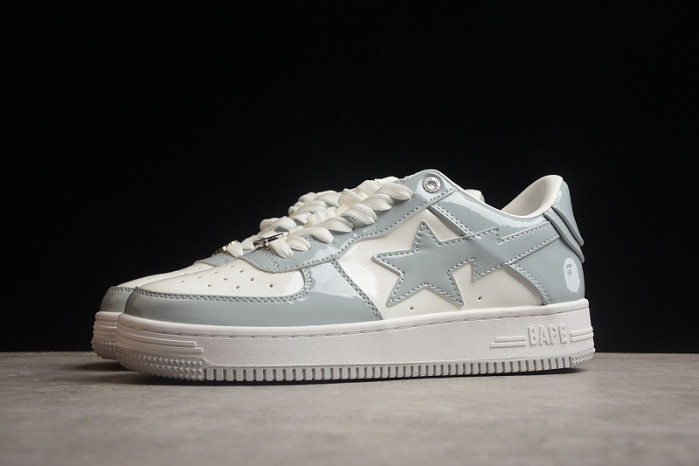 A Bathing Ape Bape Sta Patent Leather White Grey 1I70-291-021