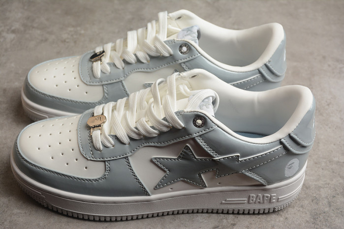 A Bathing Ape Bape Sta Patent Leather White Grey 1I70-291-021
