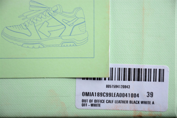OFW OFF-WHITE Out Of Office "OOO" Low Black White OWIA259C99LEA0031001