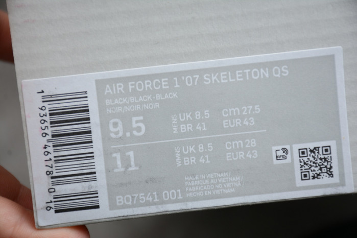 nike air force 1 low black skeleton halloween bq7541-001