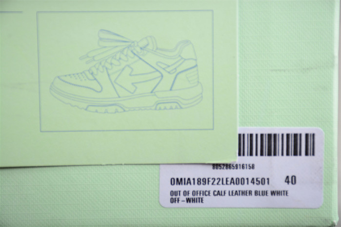 OFW Out Of Office OOO Low Tops White Blue OMIA189F22LEA0014501