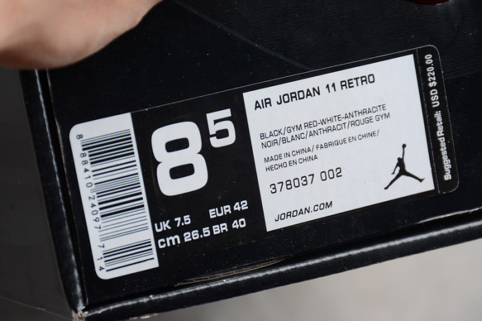 JORDAN 11 RETRO BP "72-10" BLACK MENS 378037-002
